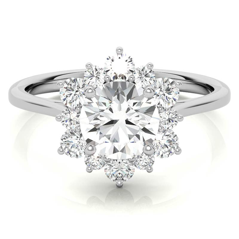 Round Brilliant Moissanite Snowflake Halo Engagement Ring