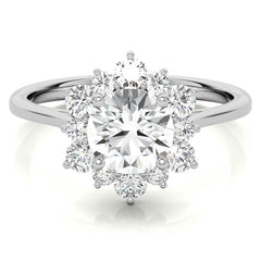 Round Brilliant Moissanite Snowflake Halo Engagement Ring