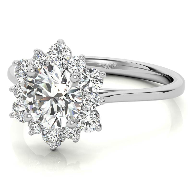 Round Brilliant Moissanite Snowflake Halo Engagement Ring