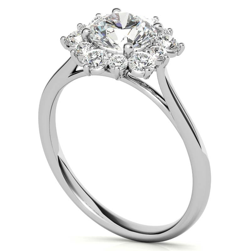 Round Brilliant Moissanite Snowflake Halo Engagement Ring