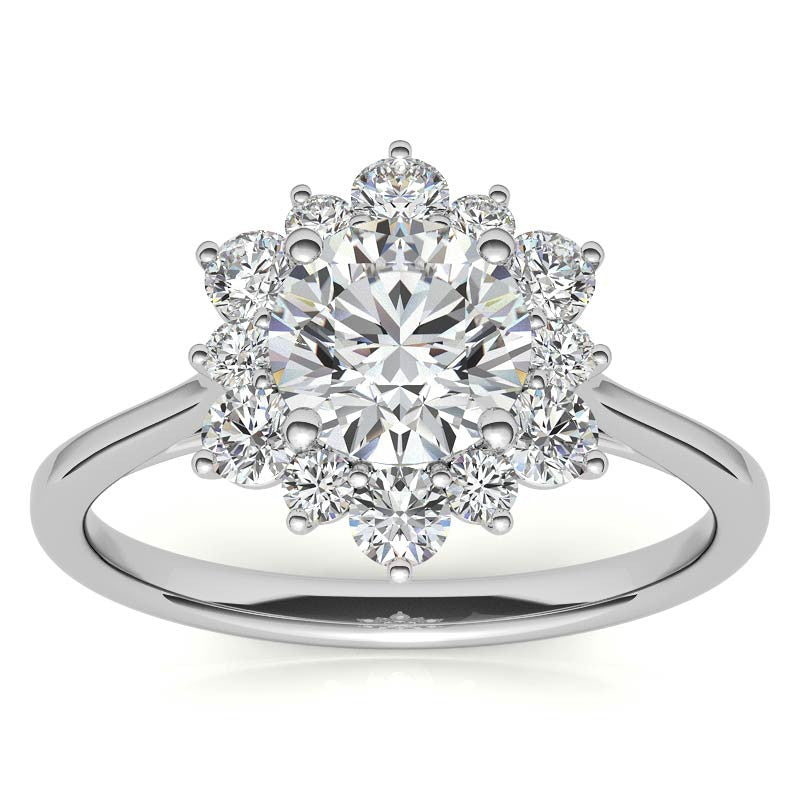 Round Brilliant Moissanite Snowflake Halo Engagement Ring