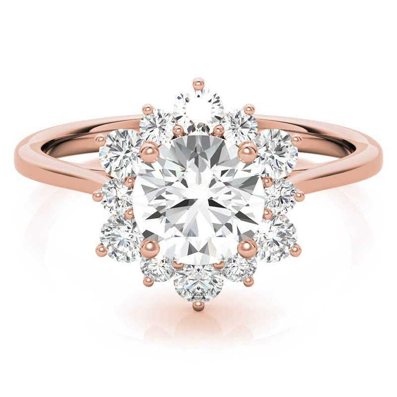 Round Brilliant Moissanite Snowflake Halo Engagement Ring