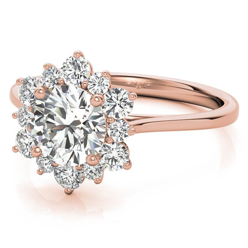 Round Brilliant Moissanite Snowflake Halo Engagement Ring