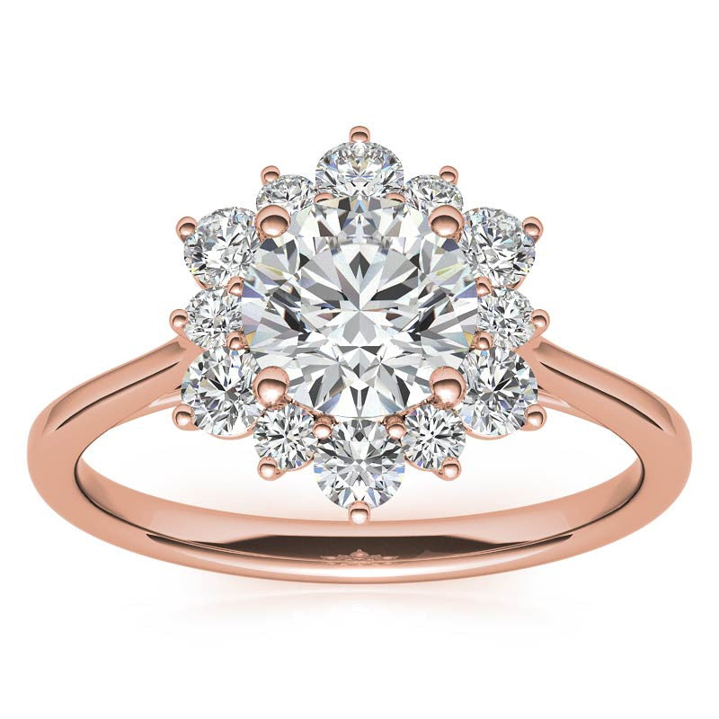 Round Brilliant Moissanite Snowflake Halo Engagement Ring