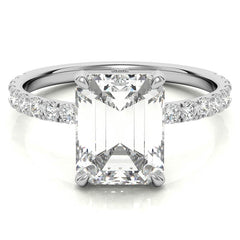 Emerald / Radiant Moissanite Diamond Pave Basket Engagement Ring