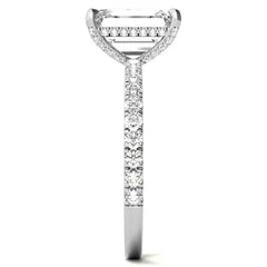 Emerald / Radiant Moissanite Diamond Pave Basket Engagement Ring