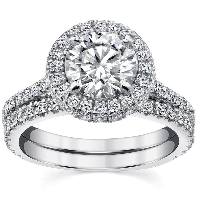 Round Brilliant Moissanite Double Halo Engagement Ring