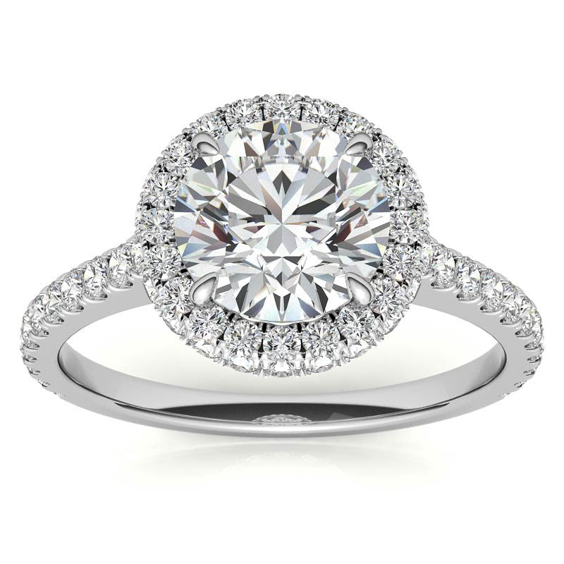 Round Brilliant Moissanite Double Halo Engagement Ring