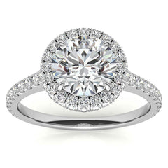 Round Brilliant Moissanite Double Halo Engagement Ring