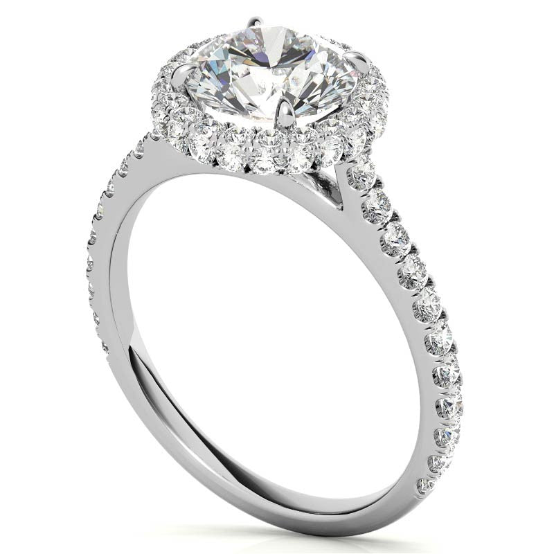 Round Brilliant Moissanite Double Halo Engagement Ring