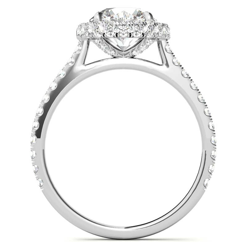 Round Brilliant Moissanite Double Halo Engagement Ring