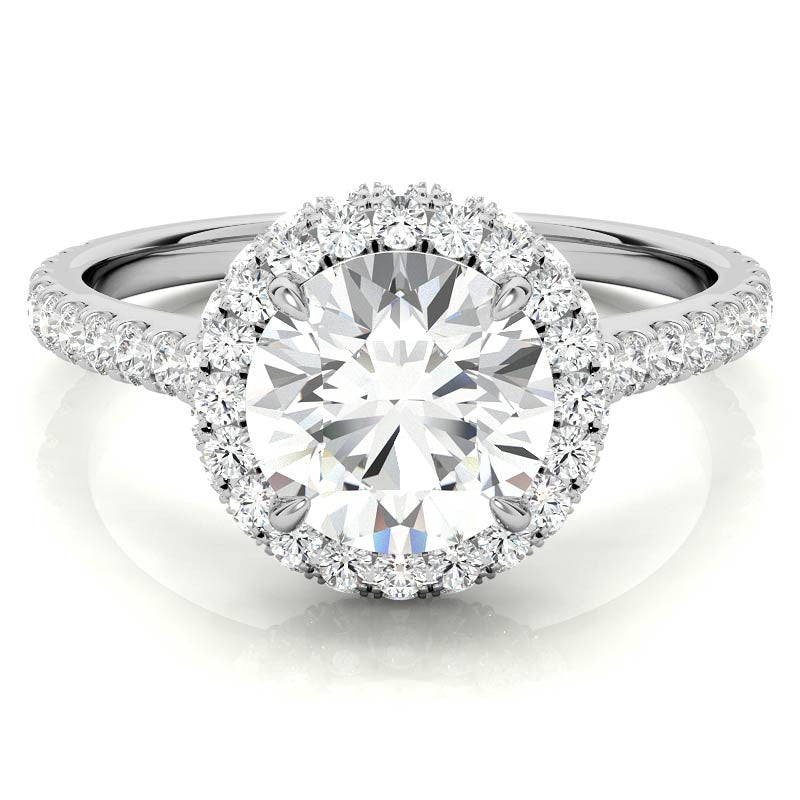 Round Brilliant Moissanite Double Halo Engagement Ring