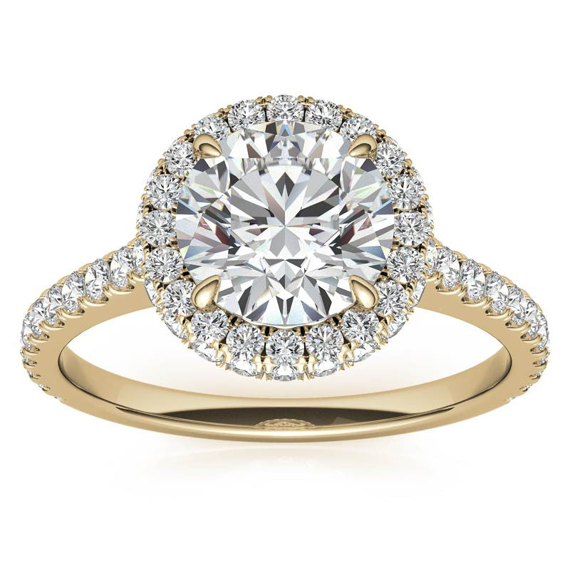 Round Brilliant Moissanite Double Halo Engagement Ring