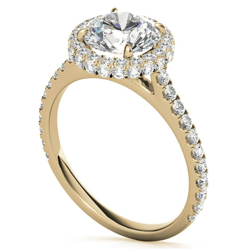 Round Brilliant Moissanite Double Halo Engagement Ring
