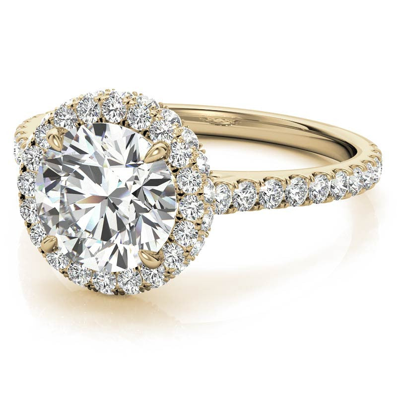 Round Brilliant Moissanite Double Halo Engagement Ring