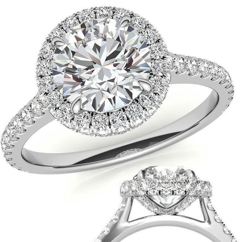 Round Brilliant Moissanite Double Halo Engagement Ring