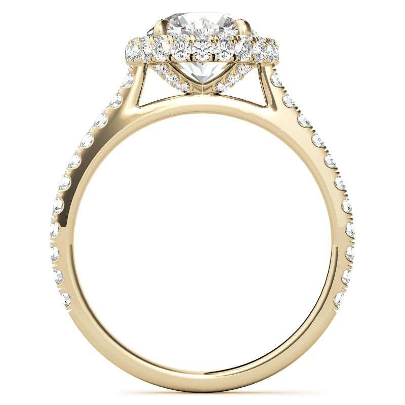 Round Brilliant Moissanite Double Halo Engagement Ring