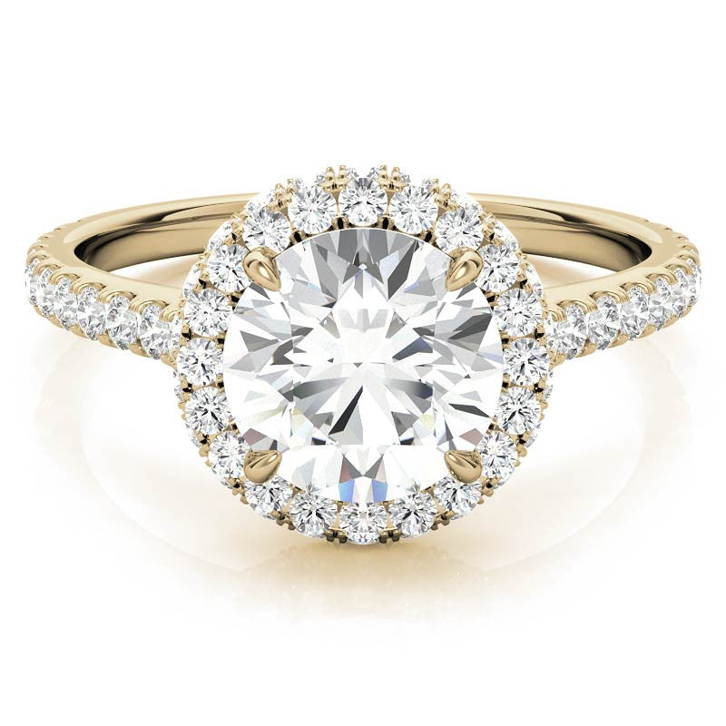 Round Brilliant Moissanite Double Halo Engagement Ring