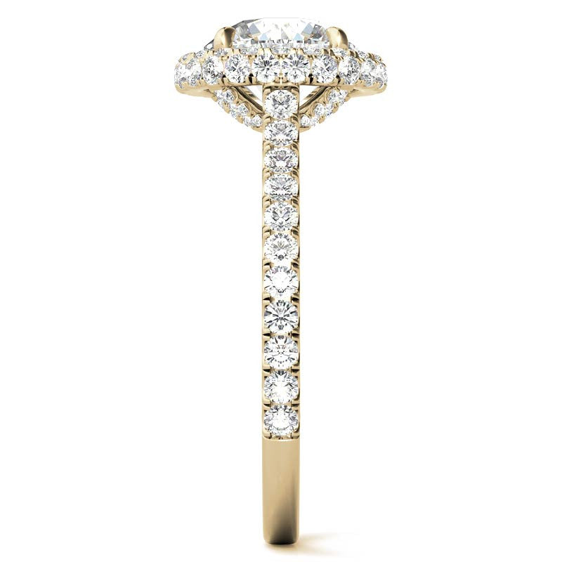 Round Brilliant Moissanite Double Halo Engagement Ring