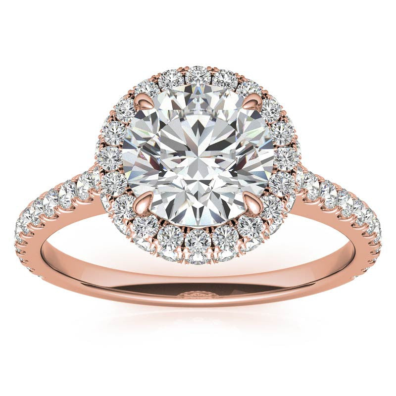 Round Brilliant Moissanite Double Halo Engagement Ring