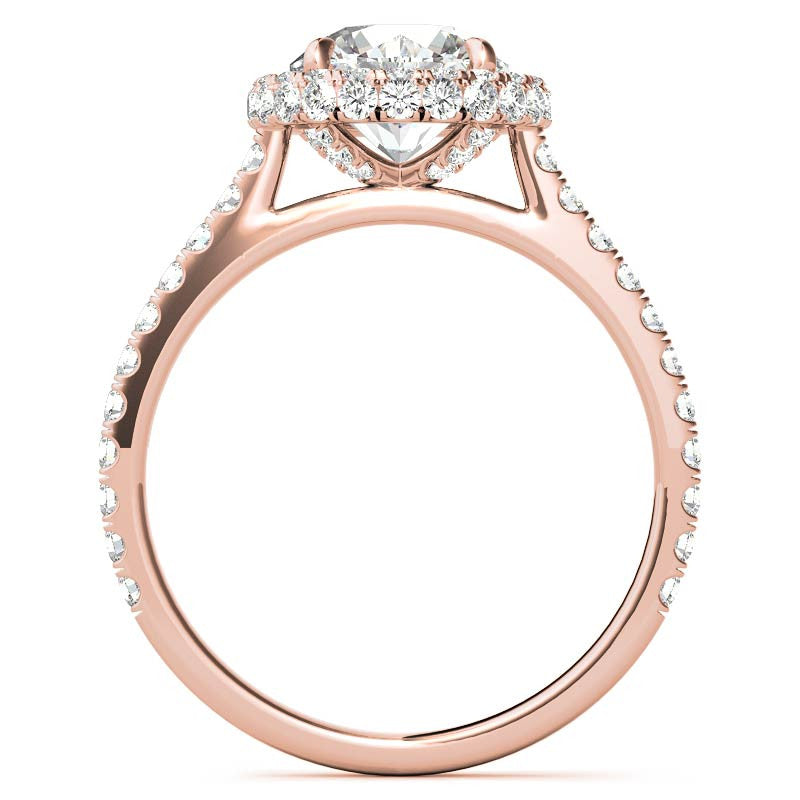 Round Brilliant Moissanite Double Halo Engagement Ring