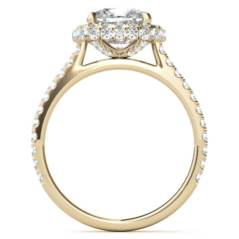 Cushion Moissanite Double Halo Engagement Ring