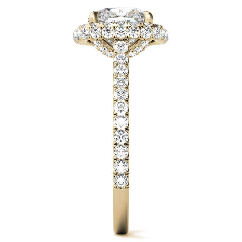 Cushion Moissanite Double Halo Engagement Ring
