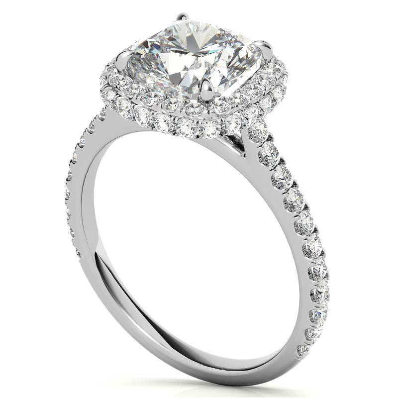 Cushion Moissanite Double Halo Engagement Ring
