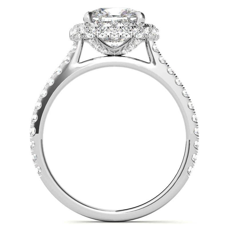 Cushion Moissanite Double Halo Engagement Ring