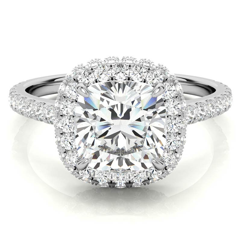 Cushion Moissanite Double Halo Engagement Ring
