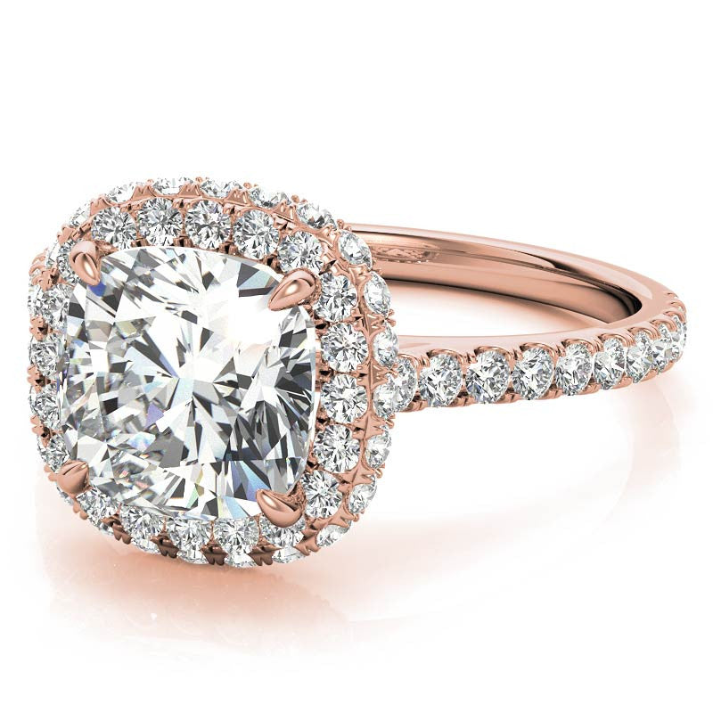 Cushion Moissanite Double Halo Engagement Ring