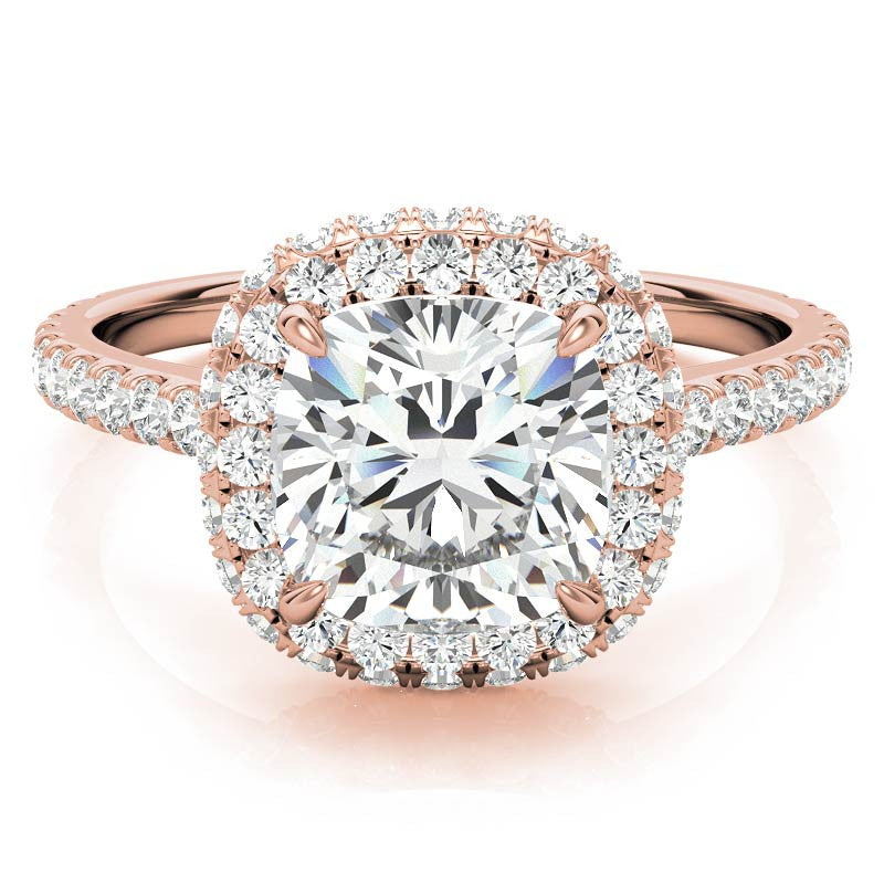Cushion Moissanite Double Halo Engagement Ring