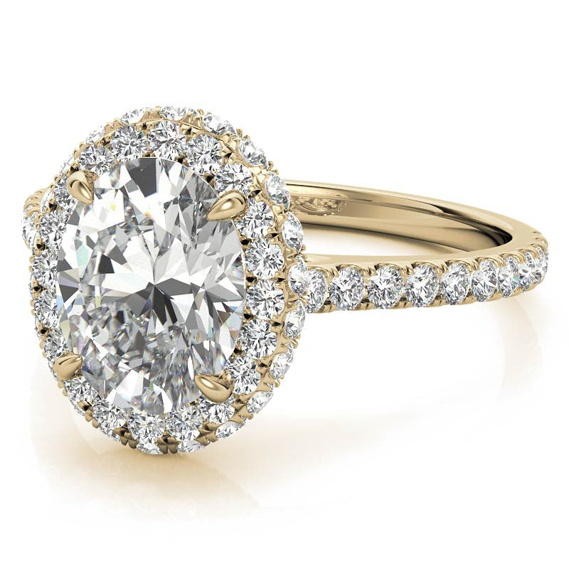 Oval Moissanite Double Halo Engagement Ring