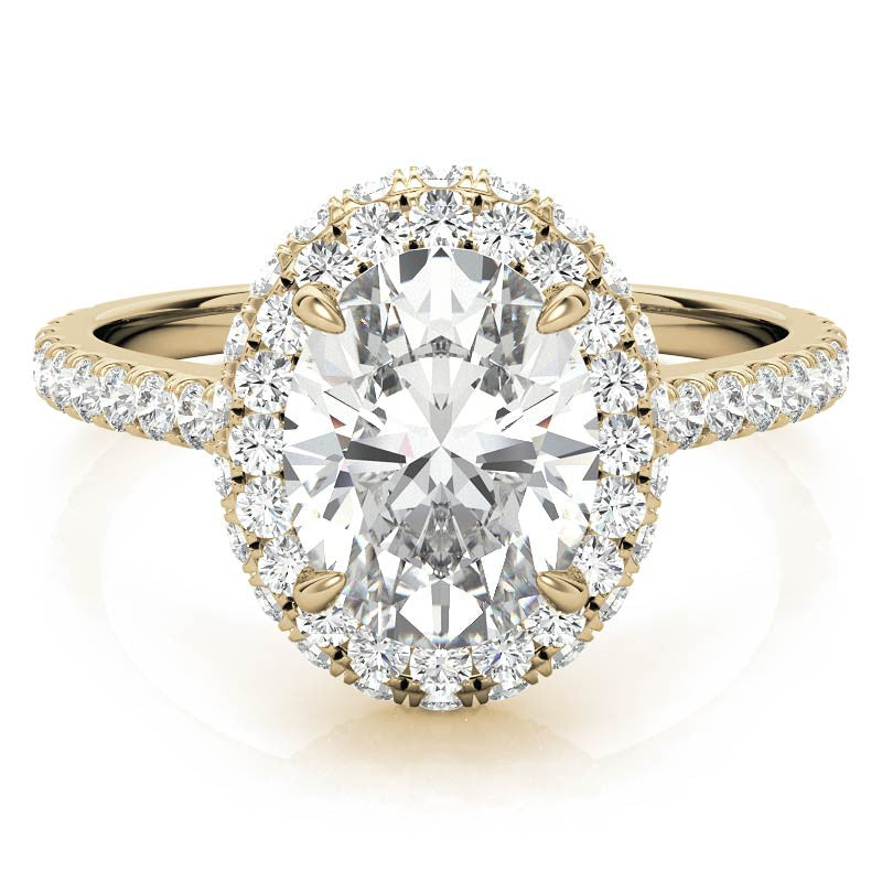 Oval Moissanite Double Halo Engagement Ring