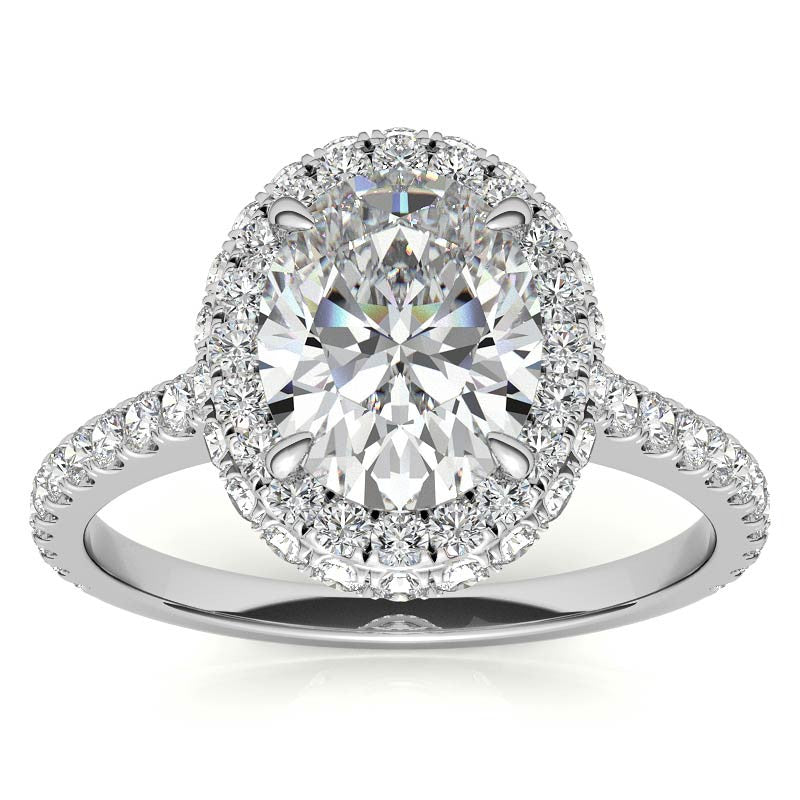 Oval Moissanite Double Halo Engagement Ring