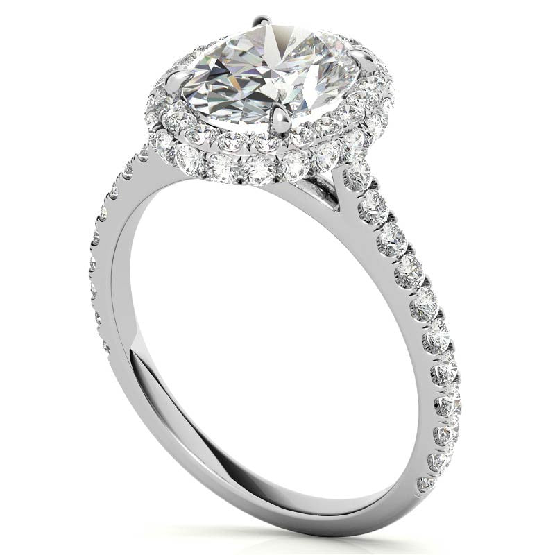 Oval Moissanite Double Halo Engagement Ring
