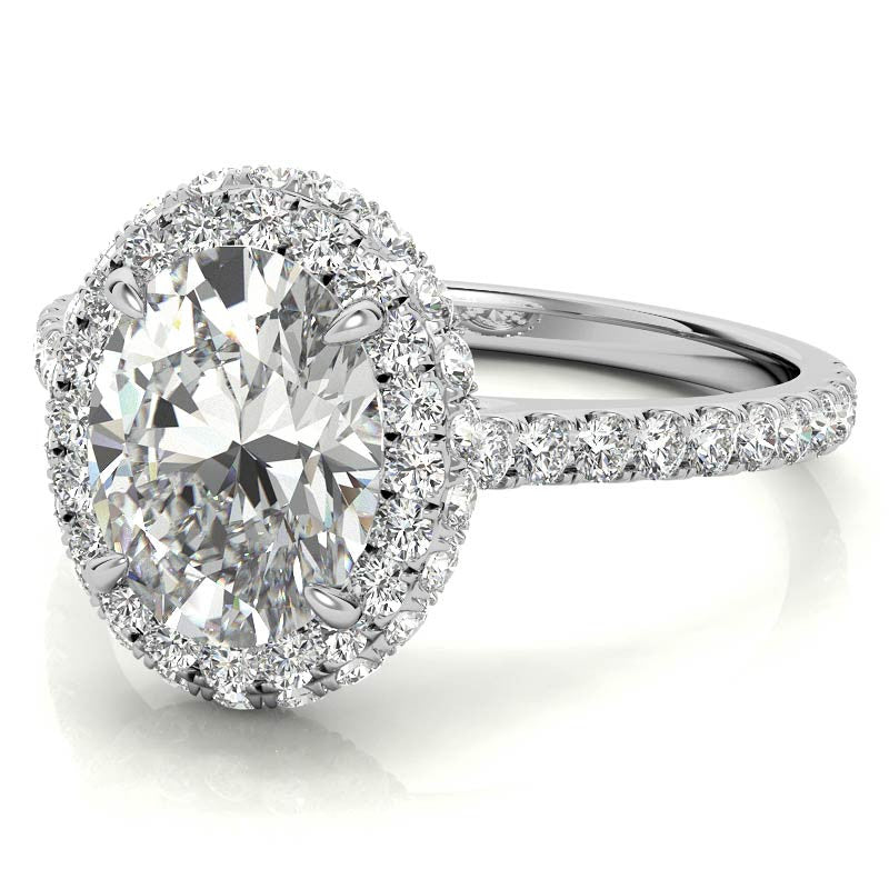Oval Moissanite Double Halo Engagement Ring