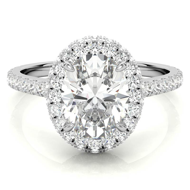 Oval Moissanite Double Halo Engagement Ring