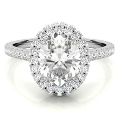Oval Moissanite Double Halo Engagement Ring