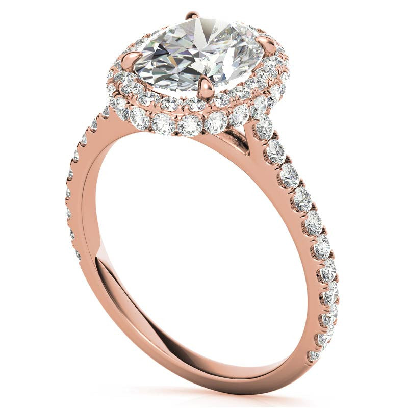 Oval Moissanite Double Halo Engagement Ring