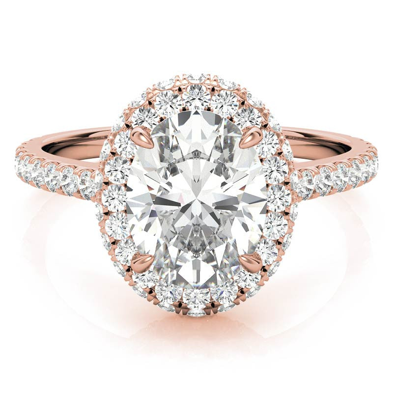 Oval Moissanite Double Halo Engagement Ring