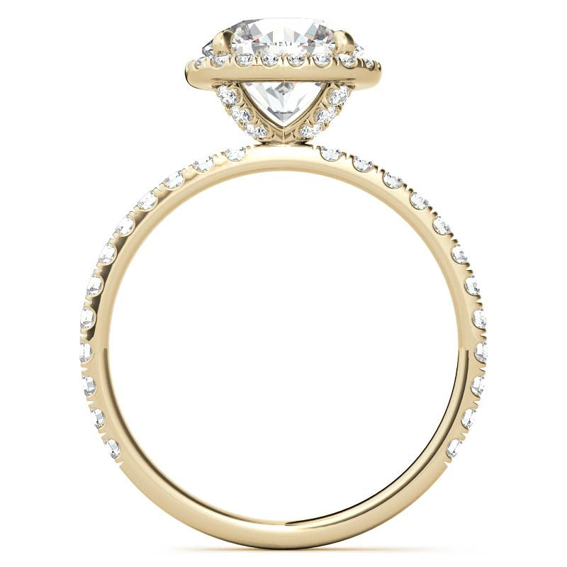 Round Brilliant Moissanite with Cushion Halo Engagement Ring