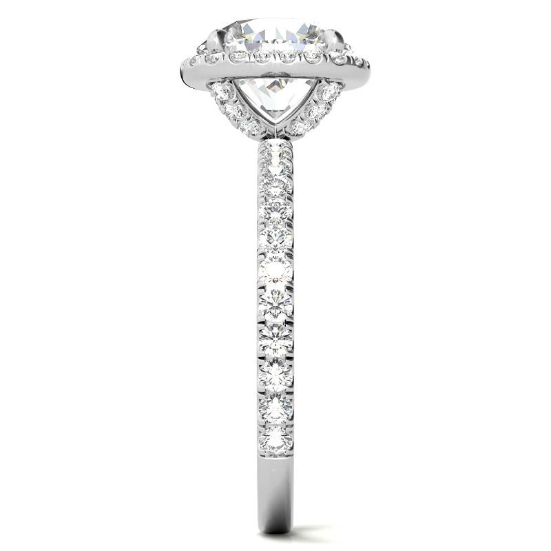 Round Brilliant Moissanite with Cushion Halo Engagement Ring