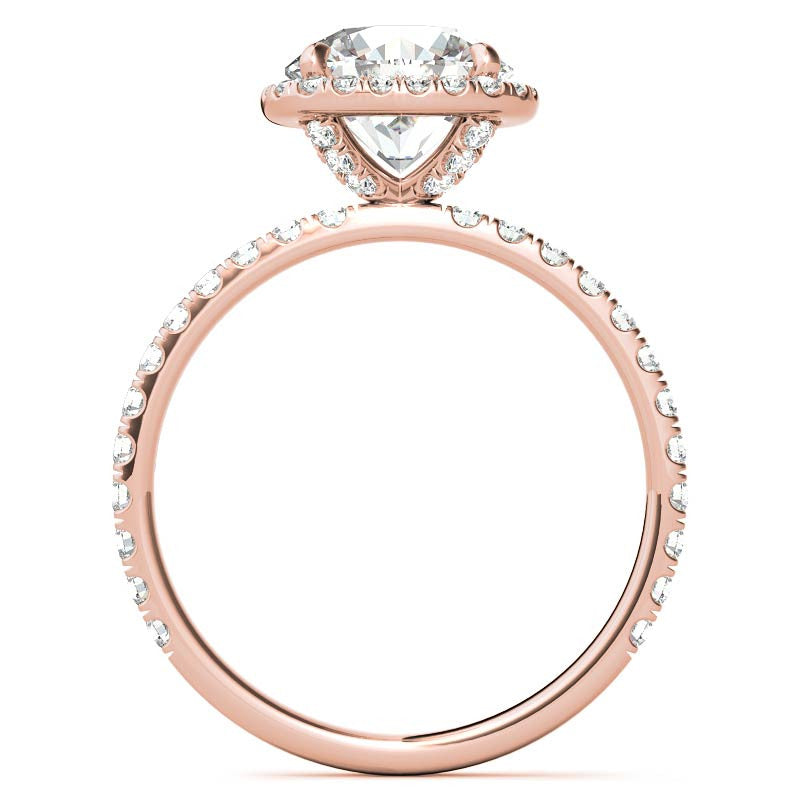 Round Brilliant Moissanite with Cushion Halo Engagement Ring
