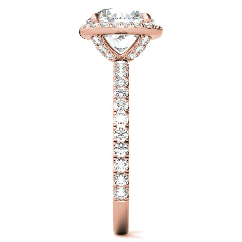 Round Brilliant Moissanite with Cushion Halo Engagement Ring