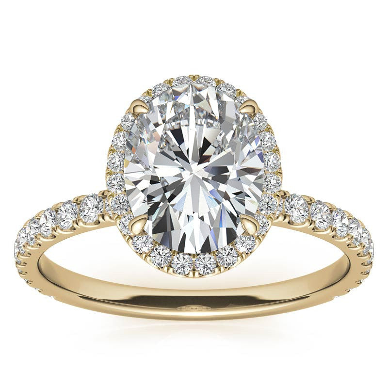 Oval Moissanite Halo Engagement Ring