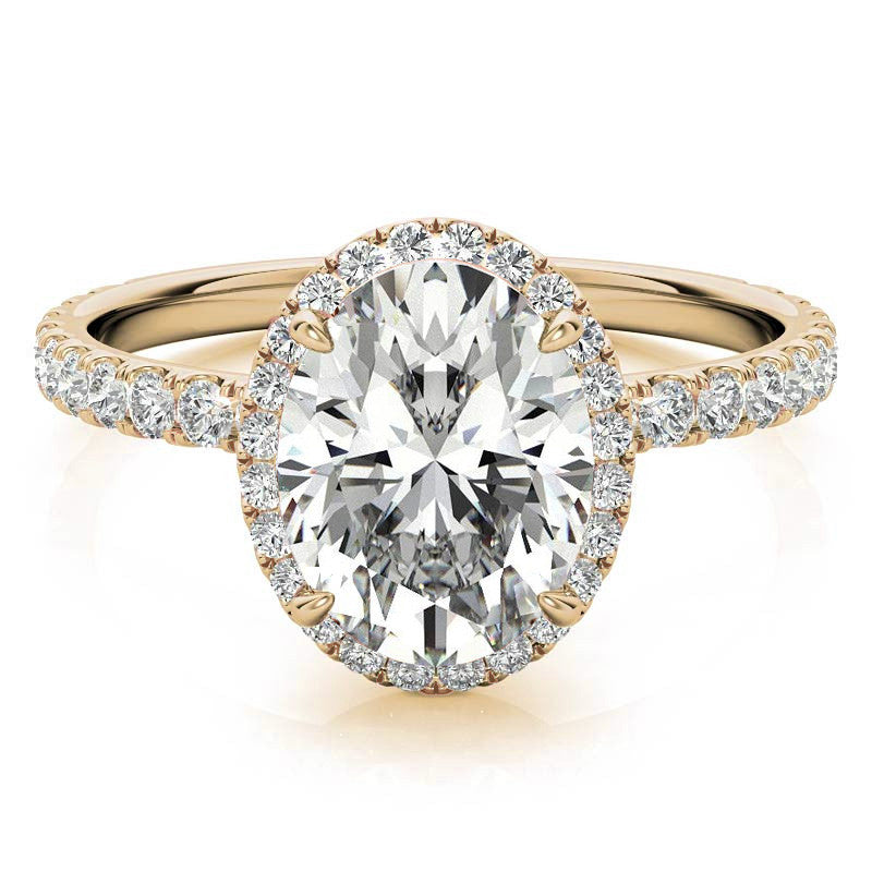 Oval Moissanite Halo Engagement Ring