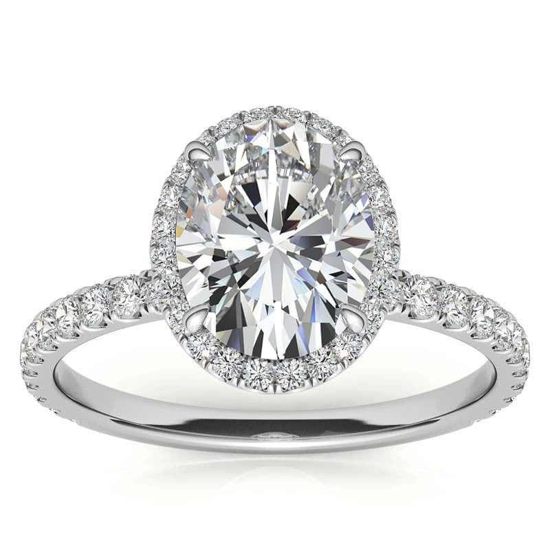 Oval Moissanite Halo Engagement Ring