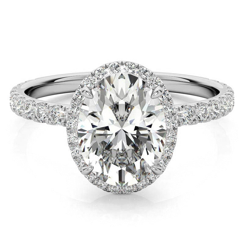 Oval Moissanite Halo Engagement Ring