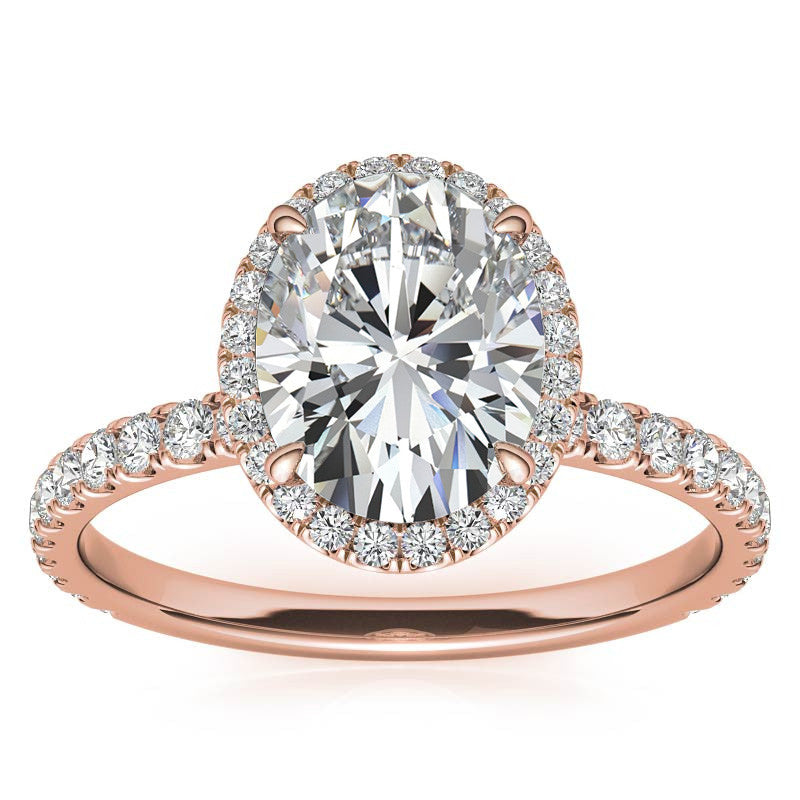 Oval Moissanite Halo Engagement Ring